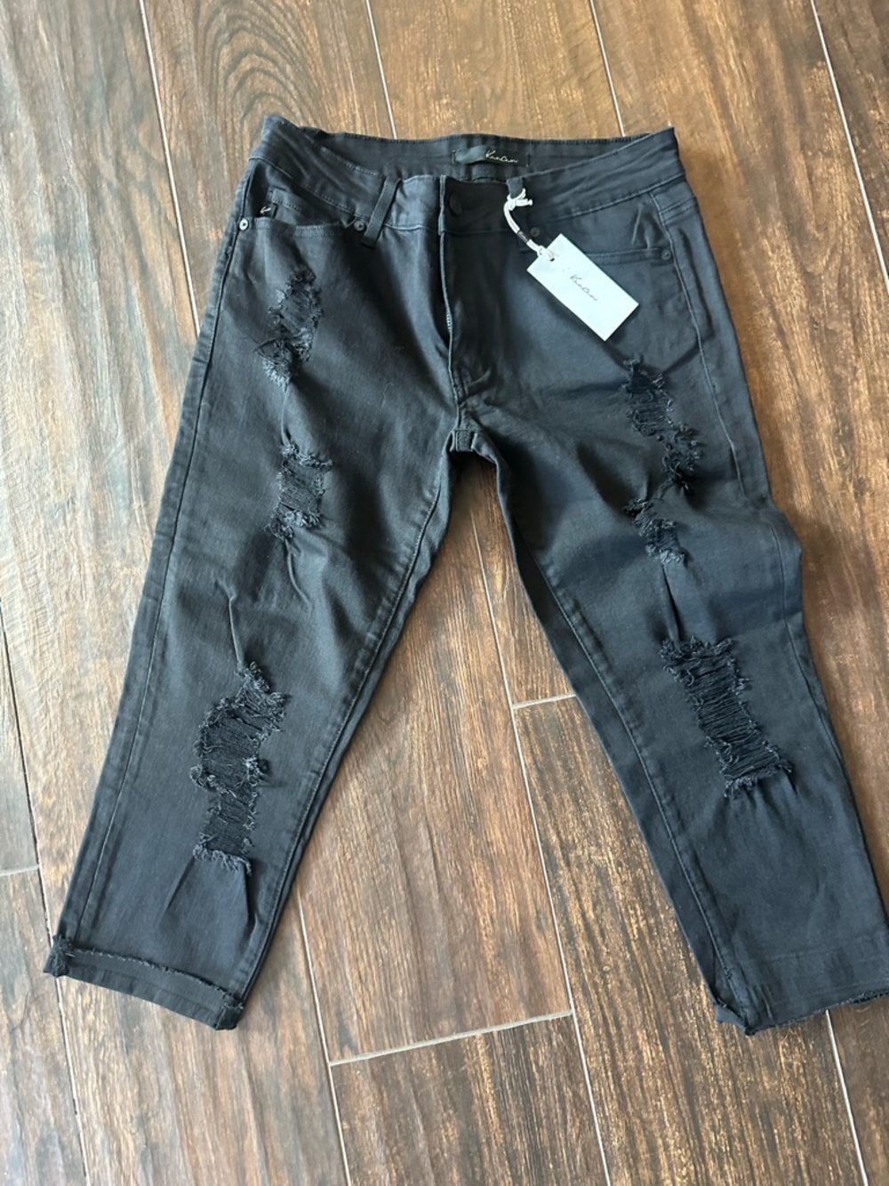 KanCan Black Ripped Ankle Crop Jeans